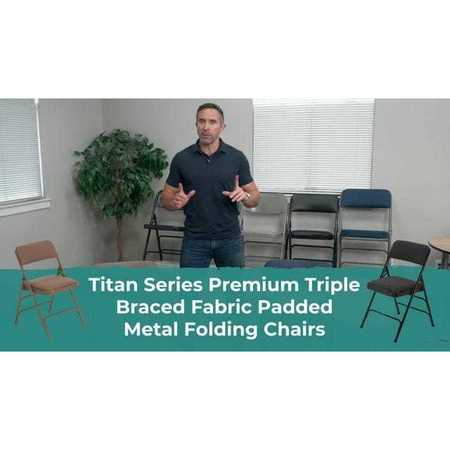 ATLAS COMMERCIAL PRODUCTS Triple-Braced Fabric Padded Metal Folding Chair, Gray MFC22GRYFP